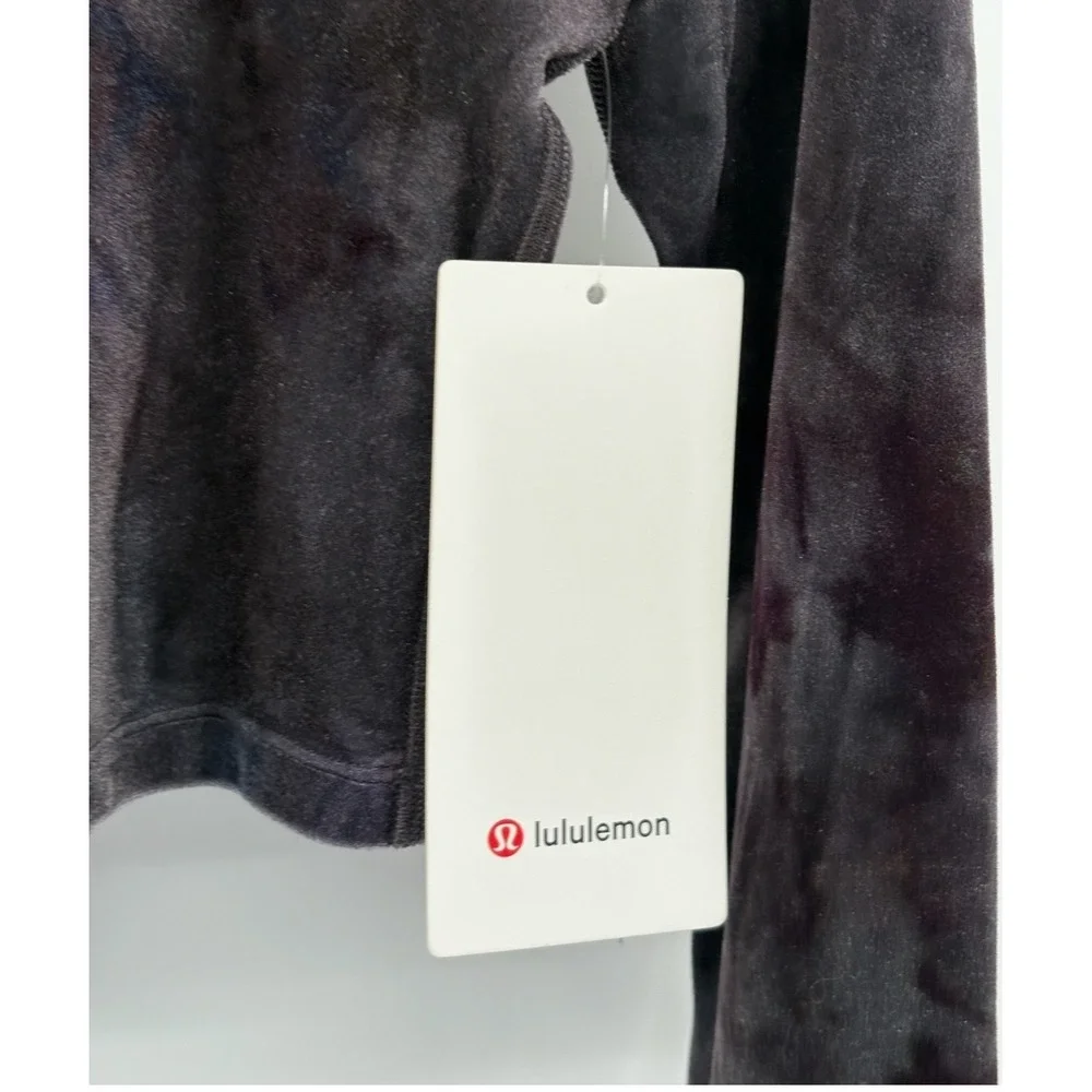 New Lululemon Crop Top All Aligned Mock Neck Velour Interstellar Gray Galaxy 6‎